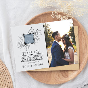 Delicate Foliage   Dusty Blue   Wedding Thank You Card
