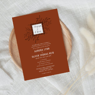 Delicate Foliage   Rust Orange   Wedding Invite