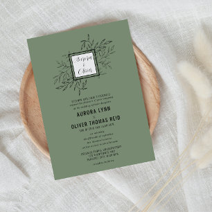 Delicate Foliage Sage Green Wedding Invite