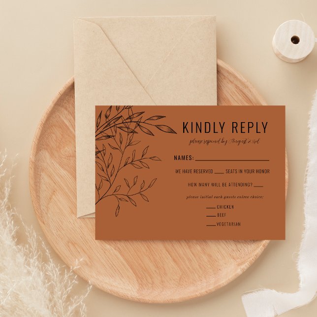 Delicate Foliage | Terracotta |  RSVP Card (Creator Uploaded)
