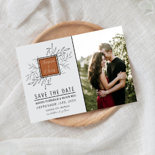 Delicate Foliage Terracotta Wedding Save The Date