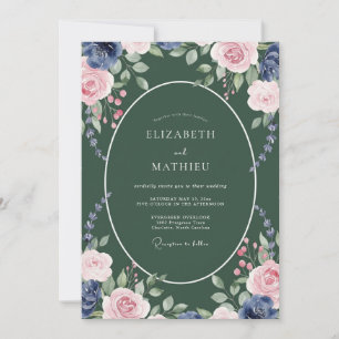 Delicate Forest Periwinkle Petal Wedding Invitation