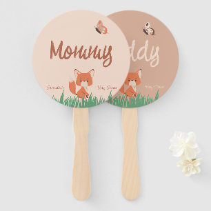 Delicate Forest-Themed Fox Baby Shower Game Hand Fan