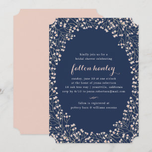 Delicate Frame Blush & Navy Bridal Shower Invite
