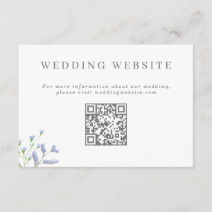 Delicate French Blue Wedding Website QR code Enclo Enclosure Card
