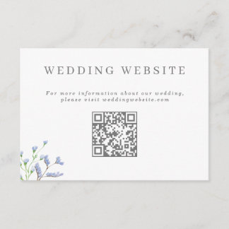 Delicate French Blue Wedding Website QR code Enclo Enclosure Card