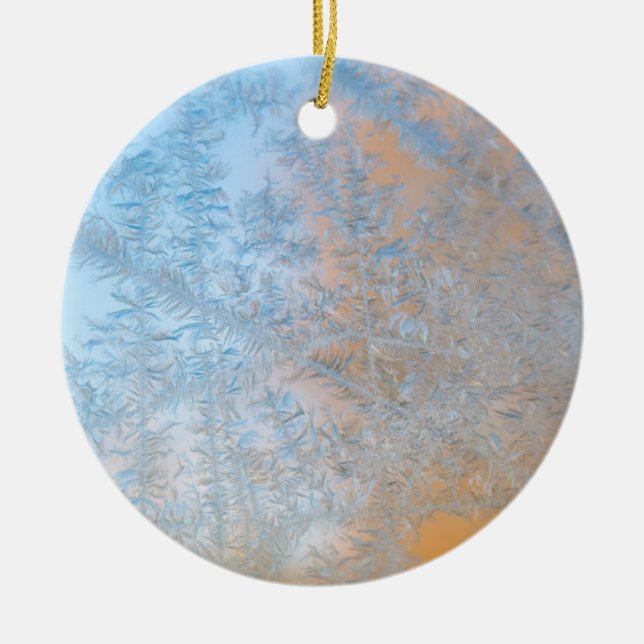 Delicate frost pattern, Wisconsin Ceramic Tree Decoration (Front)
