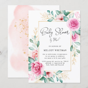 delicate garden floral Baby Shower by mail Invitation