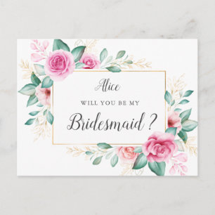 delicate garden floral bridesmaid Invitation Postcard
