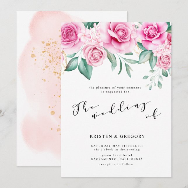 delicate garden floral elegant Wedding Invitation (Front/Back)