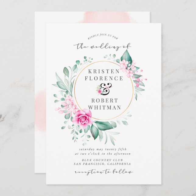 delicate garden floral elegant  Wedding Invitation (Front/Back)