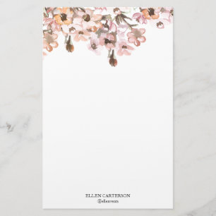 Delicate Garden Floral Monogram Stationery Paper