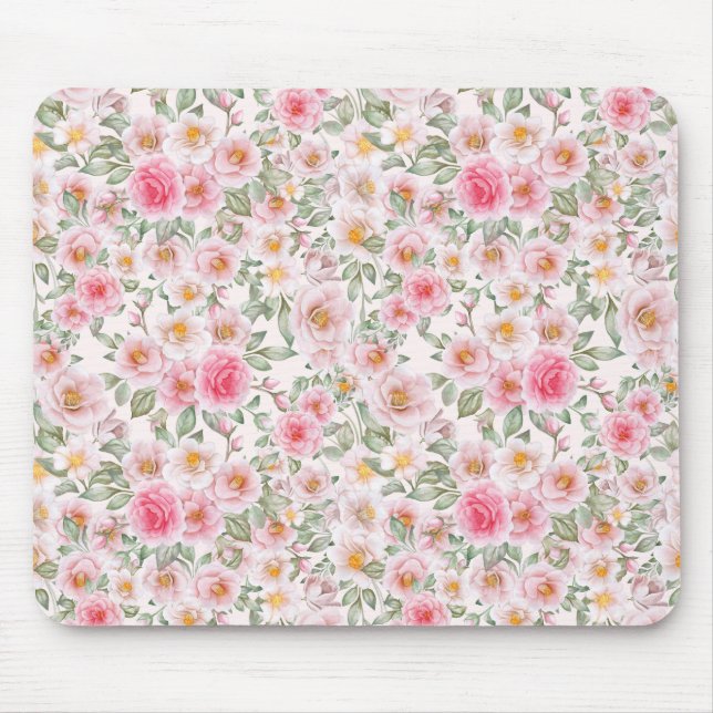 Delicate garden roses mouse mat (Front)