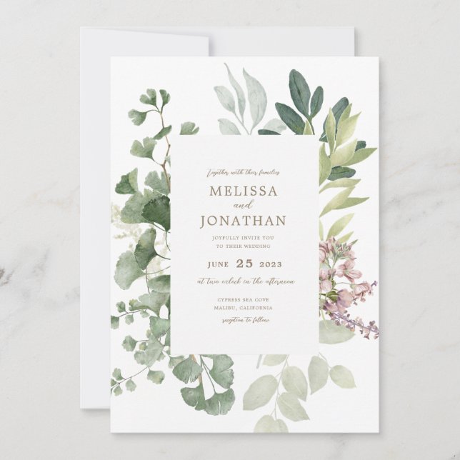 Delicate Garden Wedding Invitation (Front)