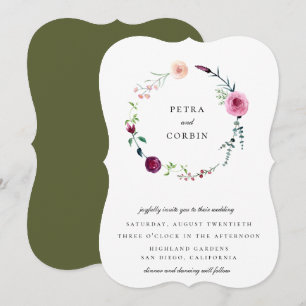 Delicate Garden Wreath Wedding Invitation