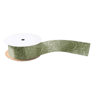 Delicate Ginkgo biloba leaves on Sage Green Satin Ribbon