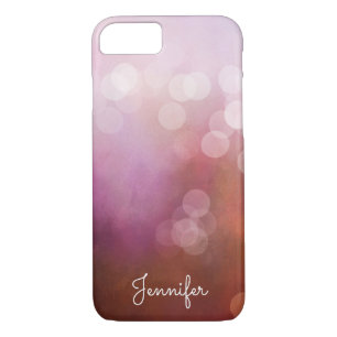Delicate girly pink watercolor bokeh personalised iPhone 8/7 case