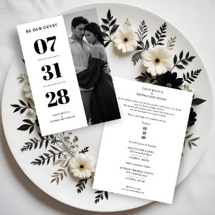 Delicate Glam Black & White Enchanting Minimal Invitation