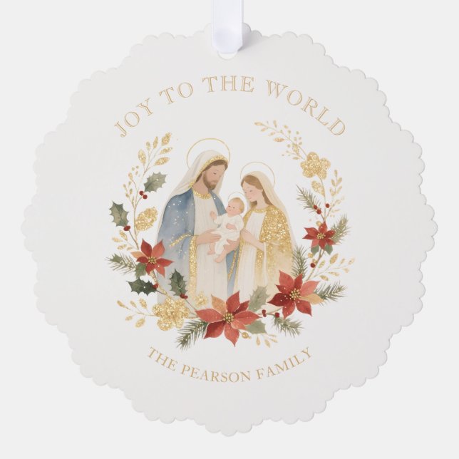 Delicate Glitter Holy Nativity Exquisite Christmas Tree Decoration Card (Front)