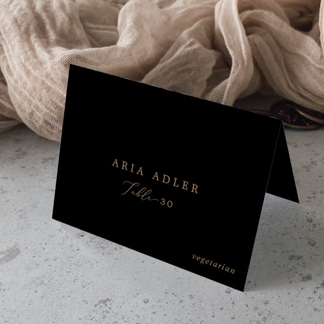 Delicate Gold and Black Menu Option Place Cards (Creator Uploaded)