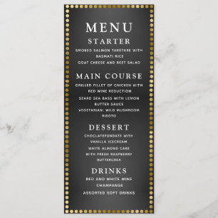 Delicate Gold and Black Wedding Dinner Menu
