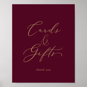 Delicate Gold and Burgundy Cards and Gifts Poster