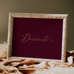Delicate Gold and Burgundy Desserts Poster