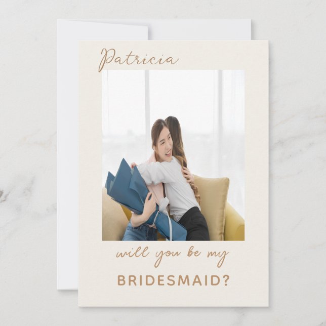 Delicate Gold and Cream Bridesmaid Proposal Card (Front)