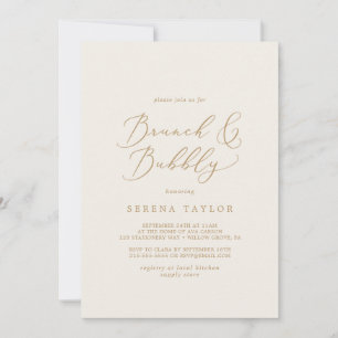 Delicate Gold and Cream Brunch and Bubbly Invitation