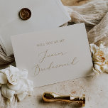 Delicate Gold and Cream Junior Bridesmaid Proposal Invitation<br><div class="desc">This delicate gold and cream junior bridesmaid proposal card is perfect for a modern wedding. The romantic minimalist design features lovely and elegant champagne golden yellow typography on an ivory cream background with a clean and simple look. Customise the card with the name of the bride and the junior bridesmaid....</div>