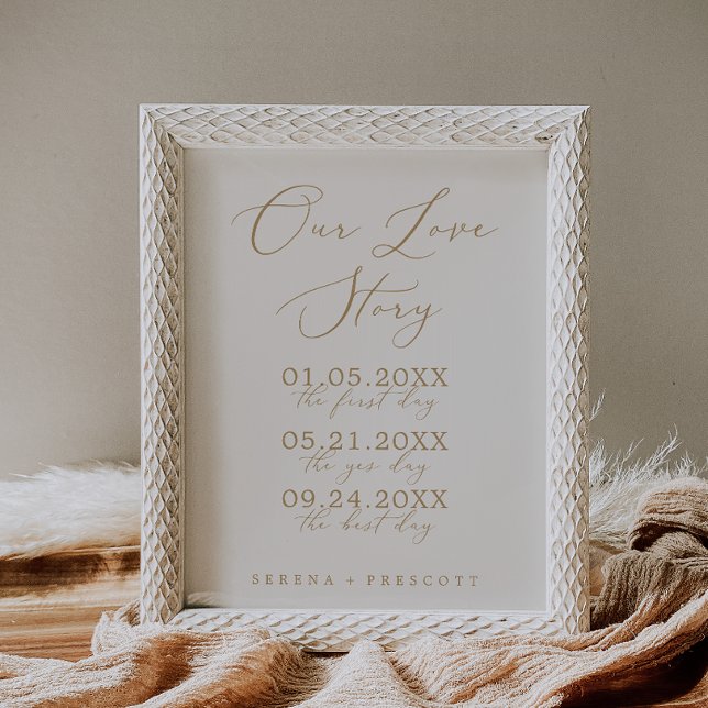 Delicate Gold and Cream Our Love Story Wedding Poster (Creator Uploaded)