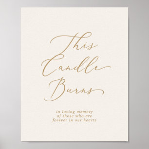 Delicate Gold and Cream This Candle Burns Memorial Poster