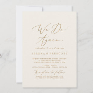 Delicate Gold and Cream We Do Again Vow Renewal Invitation