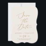 Delicate Gold and Cream Wedding Save The Date<br><div class="desc">This delicate gold and cream wedding save the date announcement card is perfect for a modern wedding. The romantic minimalist design features lovely and elegant champagne golden yellow typography on an ivory cream background with a clean and simple look.</div>