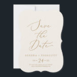 Delicate Gold and Cream Wedding Save The Date<br><div class="desc">This delicate gold and cream wedding save the date announcement card is perfect for a modern wedding. The romantic minimalist design features lovely and elegant champagne golden yellow typography on an ivory cream background with a clean and simple look.</div>