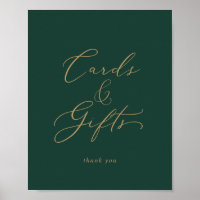 Delicate Gold and Green Cards and Gifts Sign