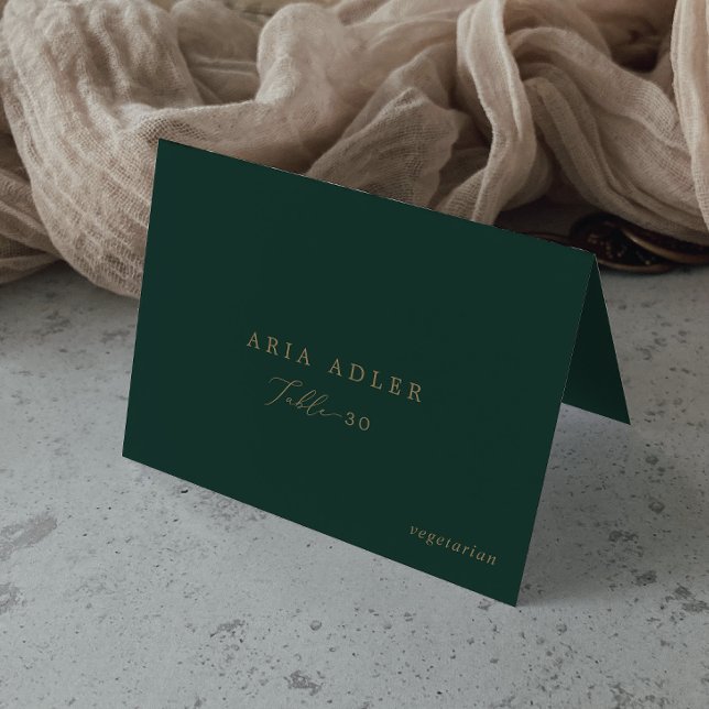 Delicate Gold and Green Menu Option Place Cards (Creator Uploaded)