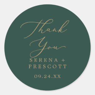 Delicate Gold and Green Thank You Favour Sticker