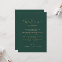 Delicate Gold and Green Welcome Letter & Itinerary