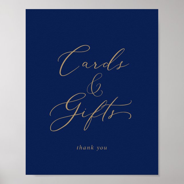 Delicate Gold and Navy Cards and Gifts Sign (Front)