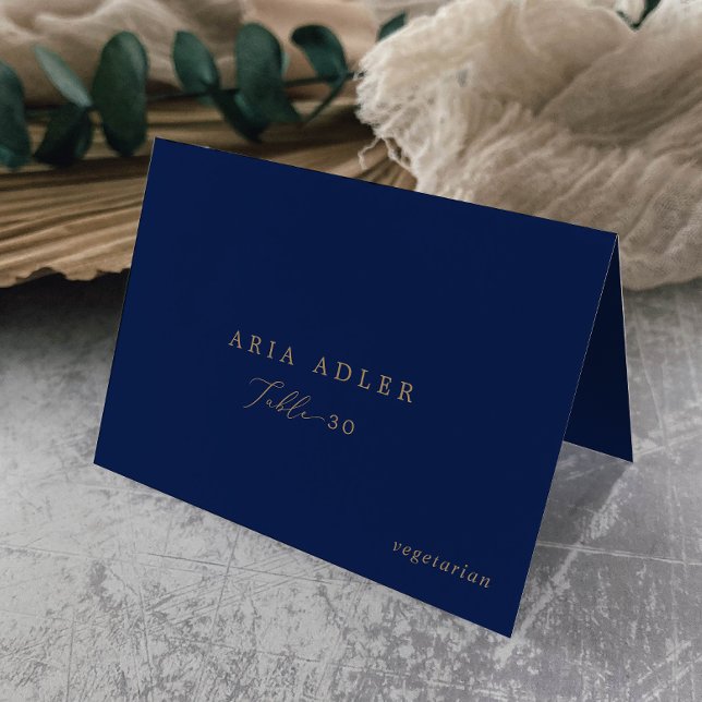 Delicate Gold and Navy Menu Option Place Cards (Creator Uploaded)