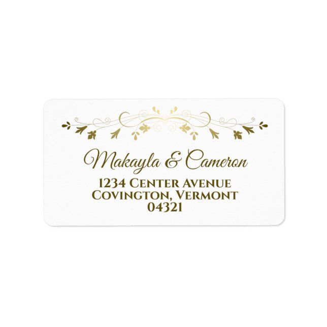 Delicate Gold Border Elegant Wedding Address Label (Front)