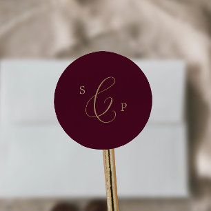 Delicate Gold Burgundy Monogram Envelope Seals
