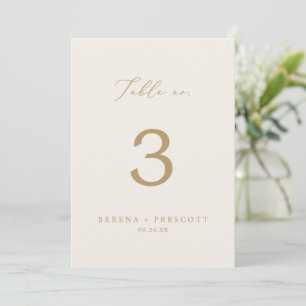 Delicate Gold Calligraphy   5x7 Cream Table No. Invitation
