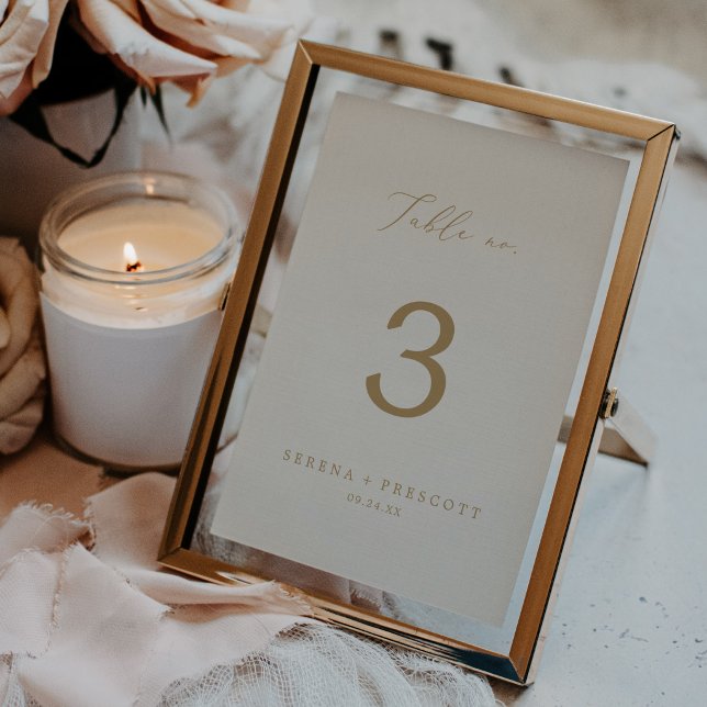 Delicate Gold Calligraphy | 5x7 Cream Table No. Invitation (Delicate Gold Calligraphy | 5x7 Cream Table No. Invitation)