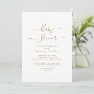 Delicate Gold Calligraphy Baby Shower Invitation