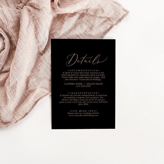 Delicate Gold Calligraphy | Black Details Enclosure Card (Creator Uploaded)