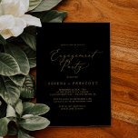 Delicate Gold Calligraphy | Black Engagement Party Invitation<br><div class="desc">This delicate gold calligraphy black engagement party invitation is perfect for a modern engagement event. The romantic minimalist design features lovely and elegant champagne golden yellow typography on a black background with a clean and simple look.</div>