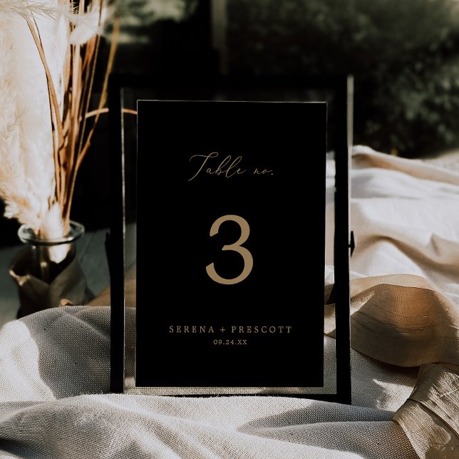 Delicate Gold Calligraphy | Black Table No. Number (Creator Uploaded)