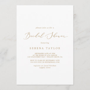 Delicate Gold Calligraphy Bridal Shower Invitation